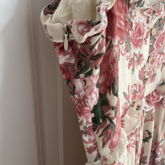 Lulu’s Cream Floral Print Tiered Maxi Dress - Size S - Picture 5 of 6